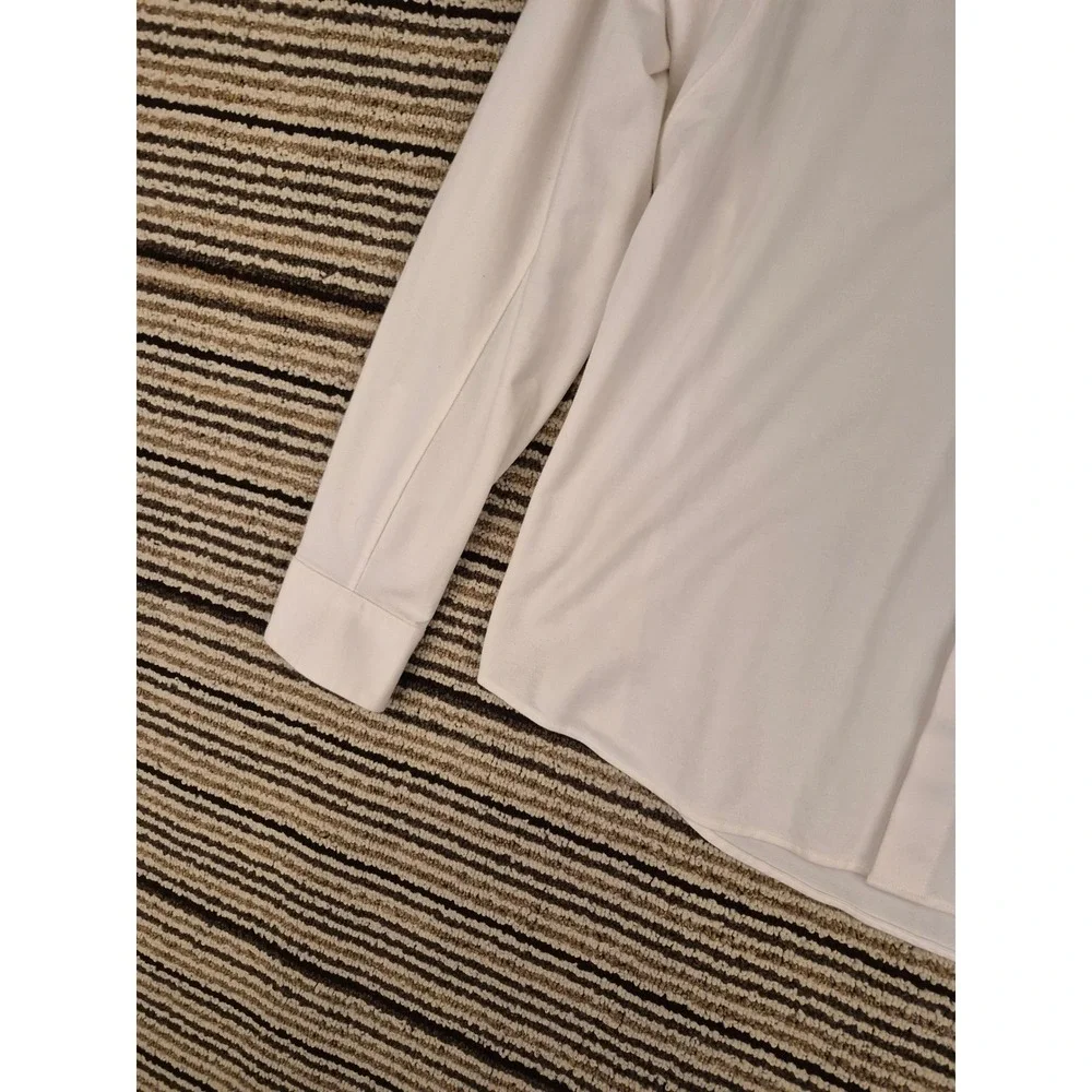 Lululemon Mens White Beige Pique Knit Long Sleeve Button Down Shirt Size M‎